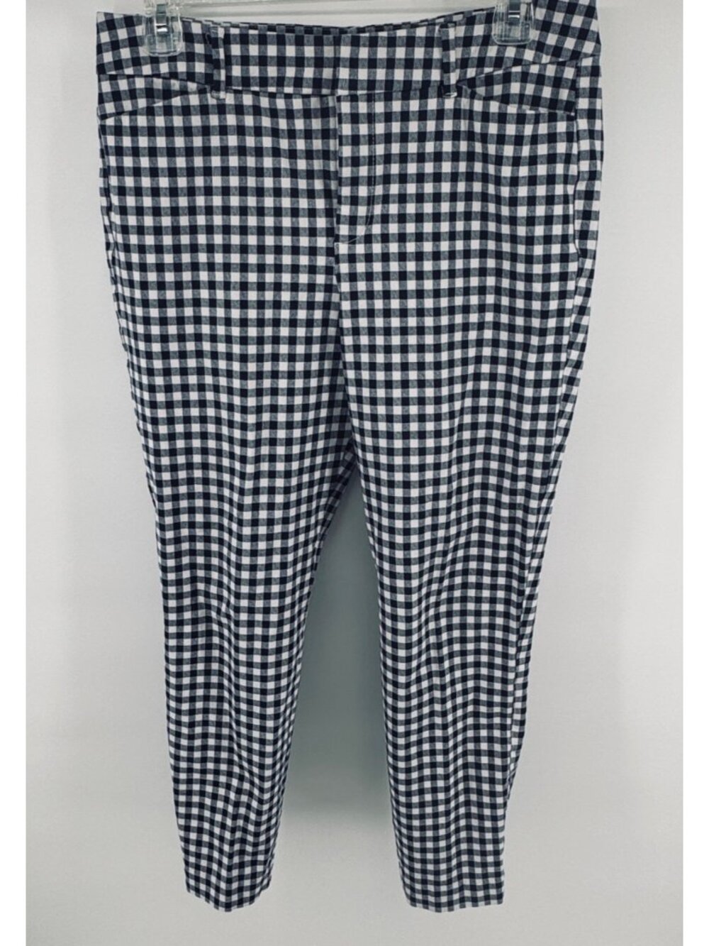 Old Navy Pixie Gingham Print Skinny Pants High Rise Blue Check sz 8